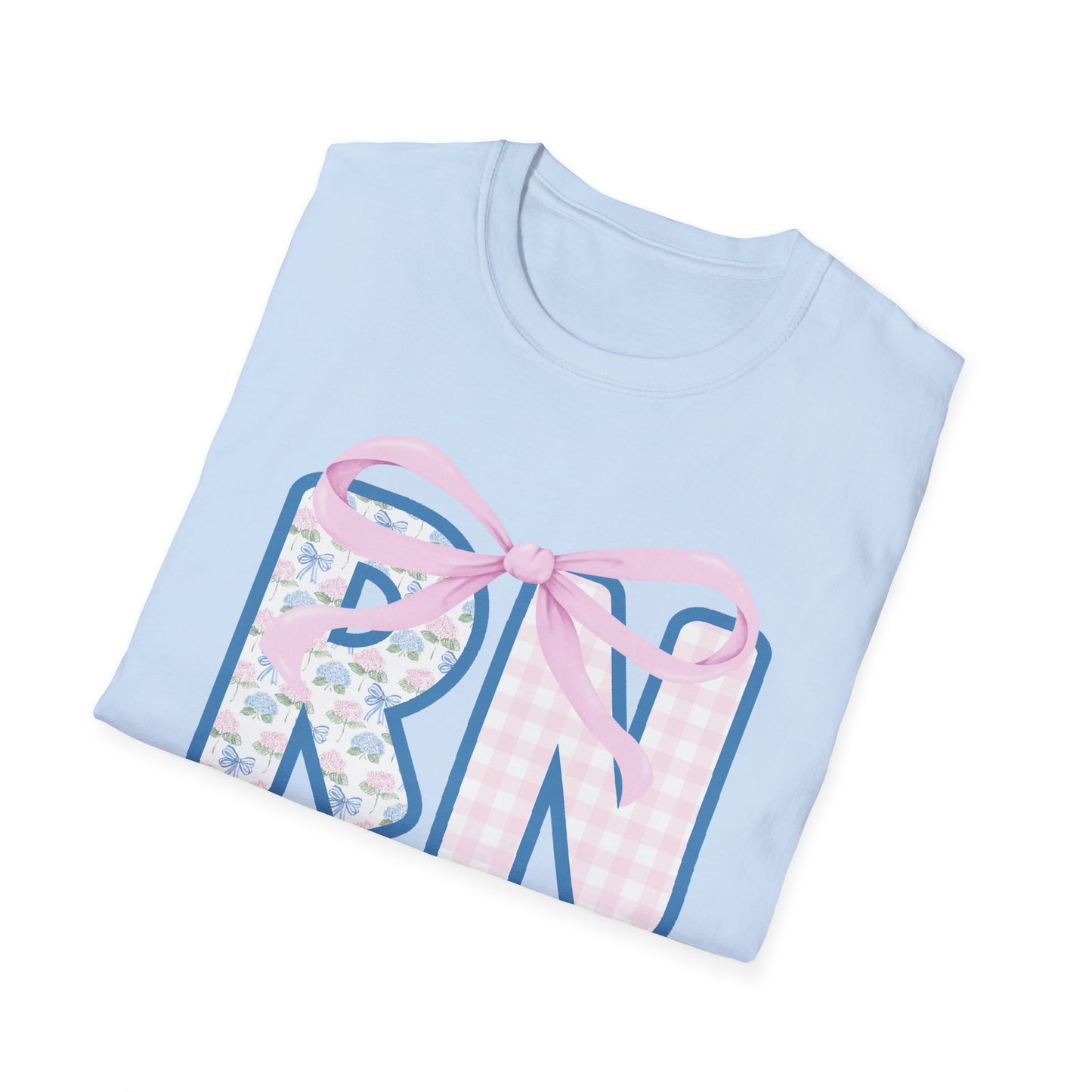 Cute RN Bow T-Shirt for Nurses, Unisex Softstyle Tee, Nursing School Gift, Nurse Appreciation Day, Medical Profession Shirt, [...]
