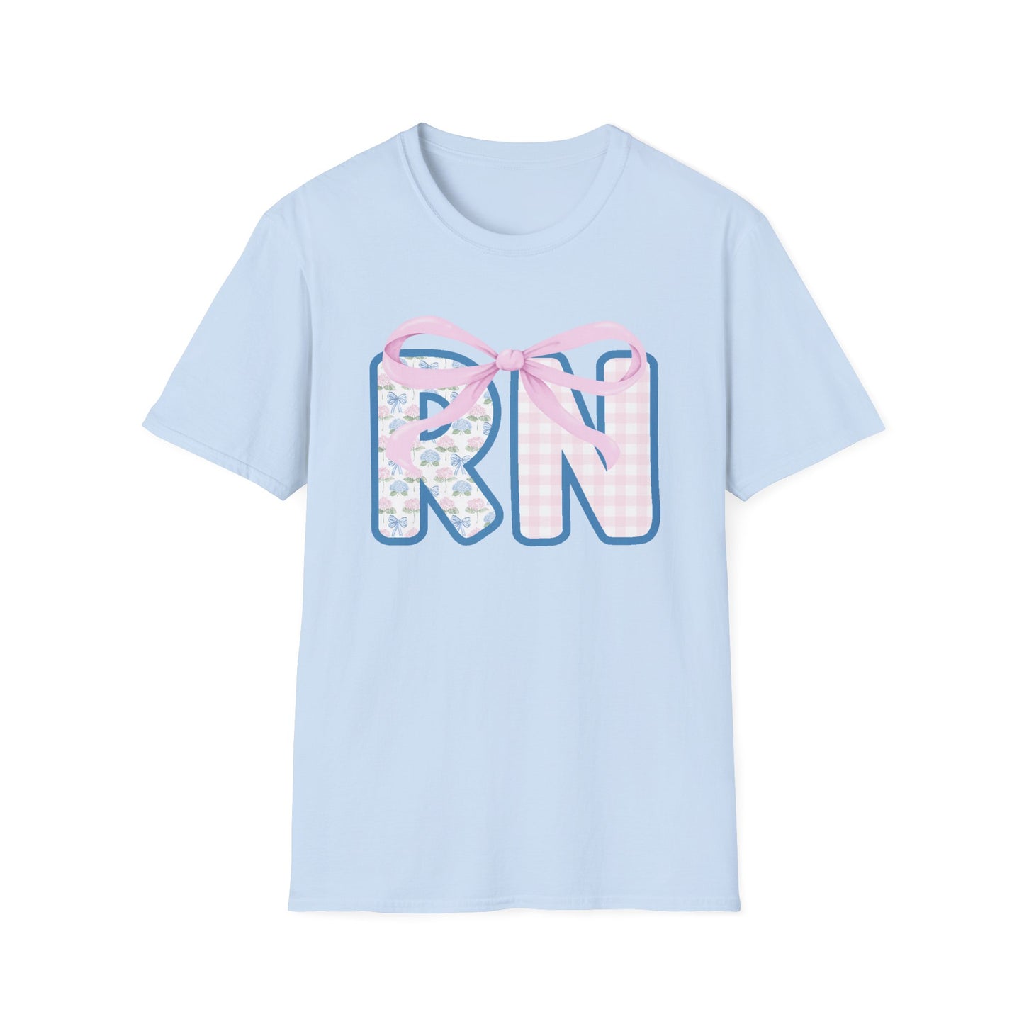 Cute RN Bow T-Shirt for Nurses, Unisex Softstyle Tee, Nursing School Gift, Nurse Appreciation Day, Medical Profession Shirt, [...]