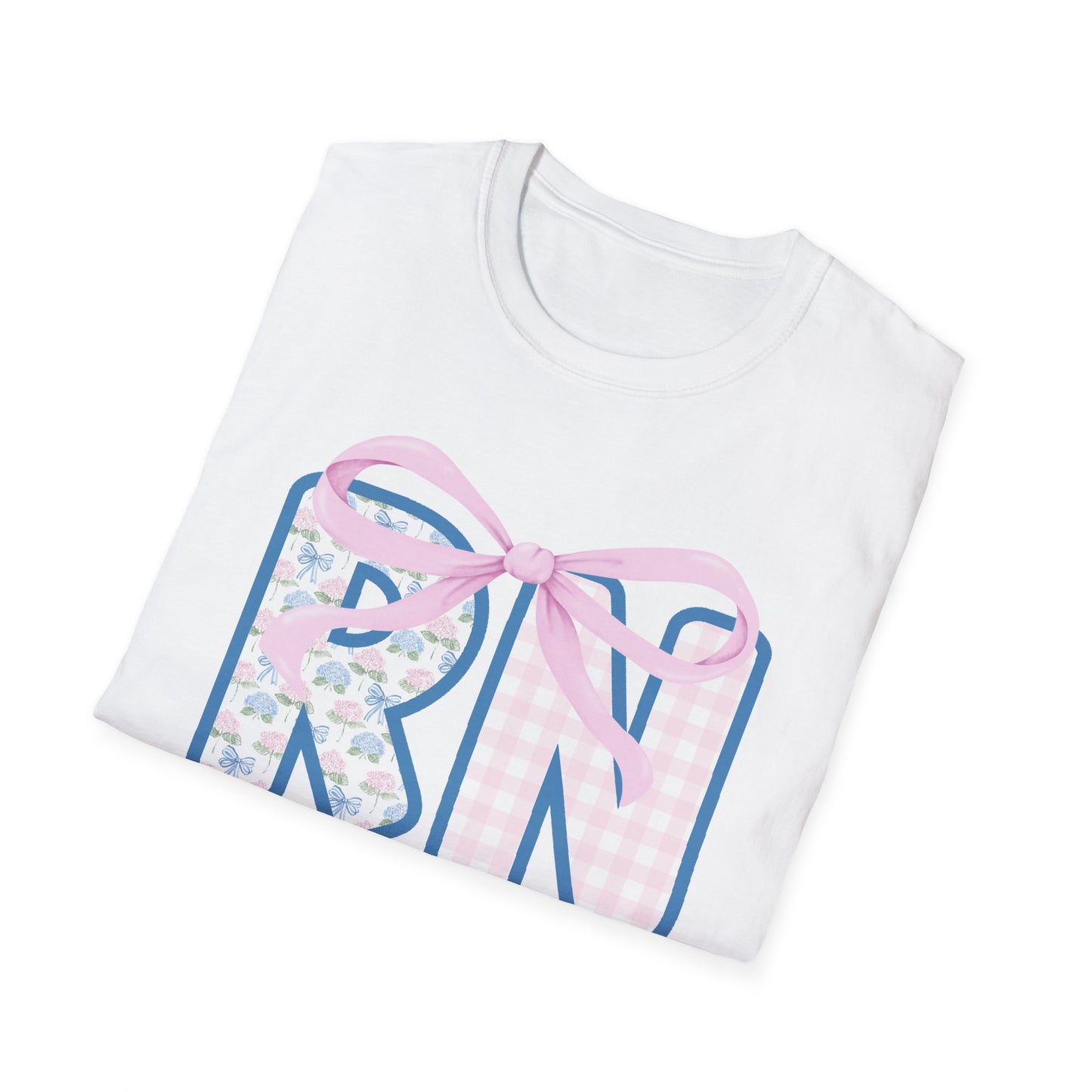 Cute RN Bow T-Shirt for Nurses, Unisex Softstyle Tee, Nursing School Gift, Nurse Appreciation Day, Medical Profession Shirt, [...]