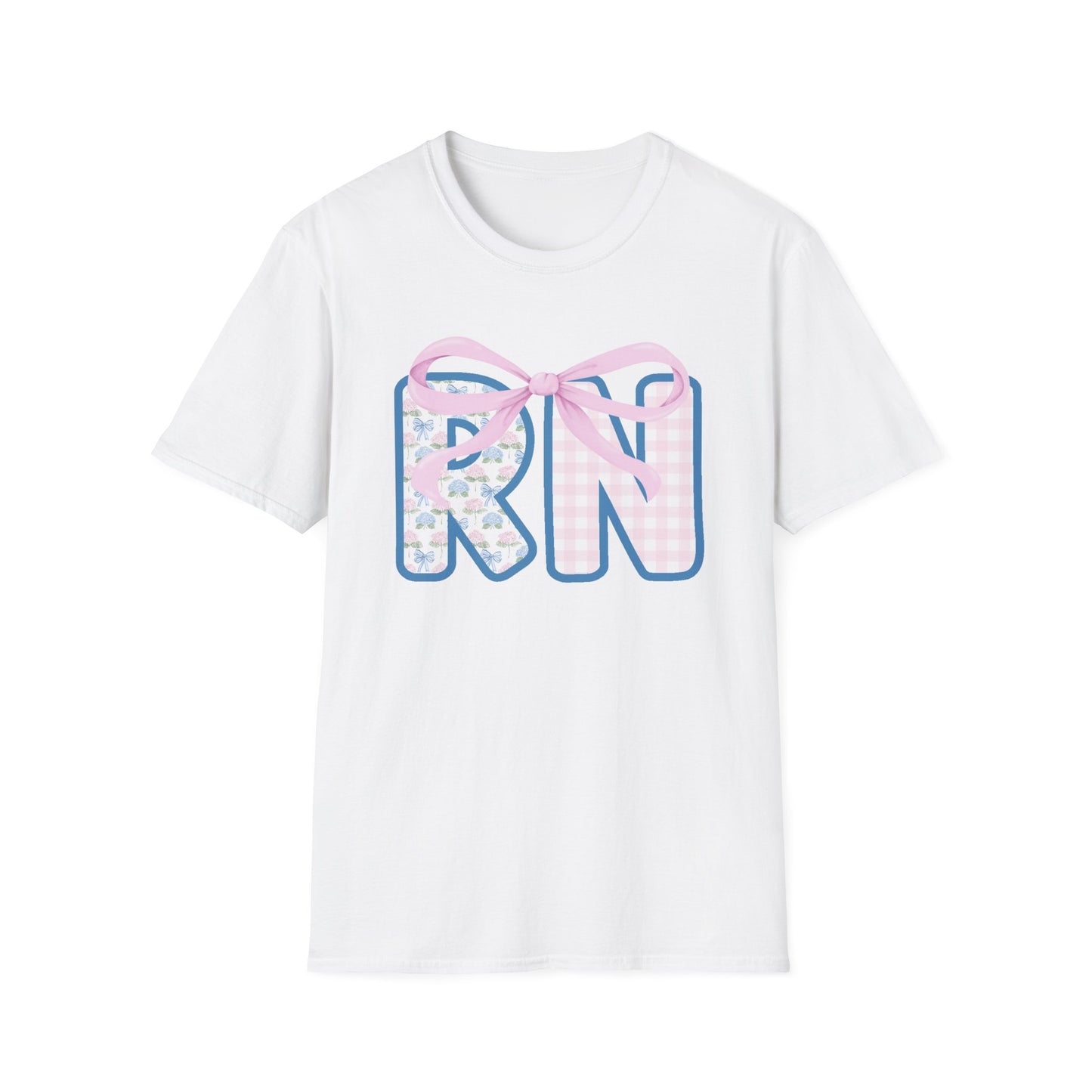 Cute RN Bow T-Shirt for Nurses, Unisex Softstyle Tee, Nursing School Gift, Nurse Appreciation Day, Medical Profession Shirt, [...]